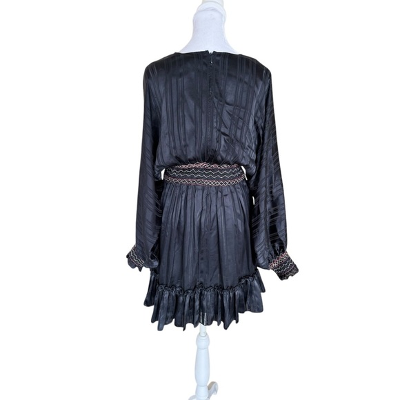 Ulla Johnson - NWT Silk Odette Midnight Smocked Long Sleeve Mini Dress Sz 2 - Picture 6 of 14
